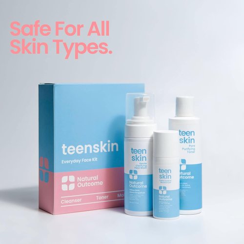 Natural Outcome Teen Skin Care Kit - 3-Step Acne Face Wash, Toner & Moisturizer | Ideal for Teens & Preteens