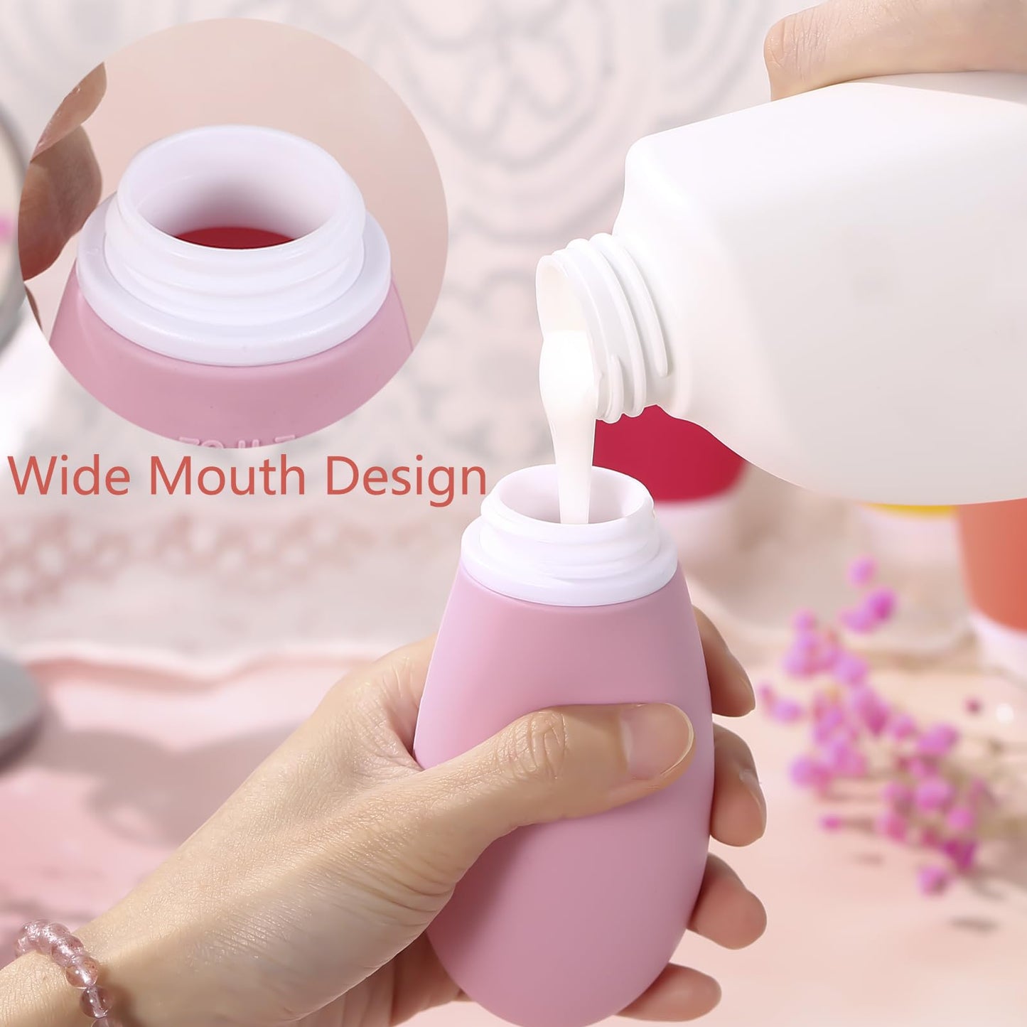 LIYUABU Leak Proof Silicone Travel Bottles,4 Pack 2oz Liquid Squeezable Refillable Portable Accessories/Cosmetic Containers,BPA Free,Travel Size Bottles for Toiletries Shampoo Conditioner Lotion