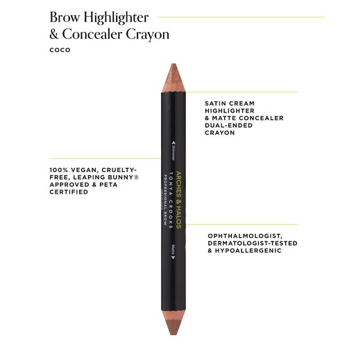 Arches & Halos Brow Highlighting & Concealer Crayon - Coco | Define & Sculpt with Soft, Creamy Formula - 0.176 oz