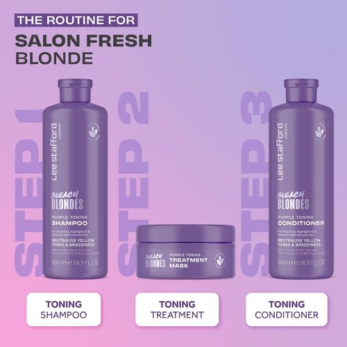Lee Stafford Purple Toning Shampoo - Best Toner for Bleach Blonde, Neutralizes Brassiness, 16.9 Fl Oz