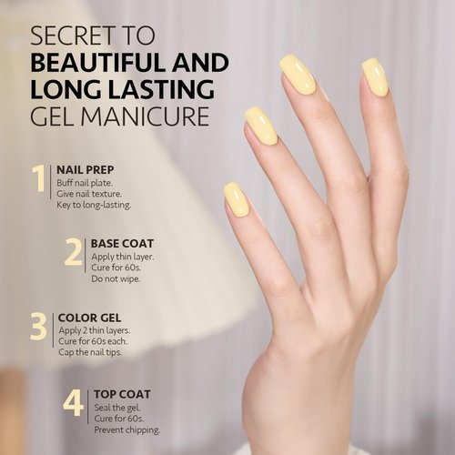 GAOY Pastel Yellow Gel Nail Polish, 16ml Soak Off Gel Polish, UV Light Cure for Nail Art DIY Manicure at Home, 1997 Pastel Yellow