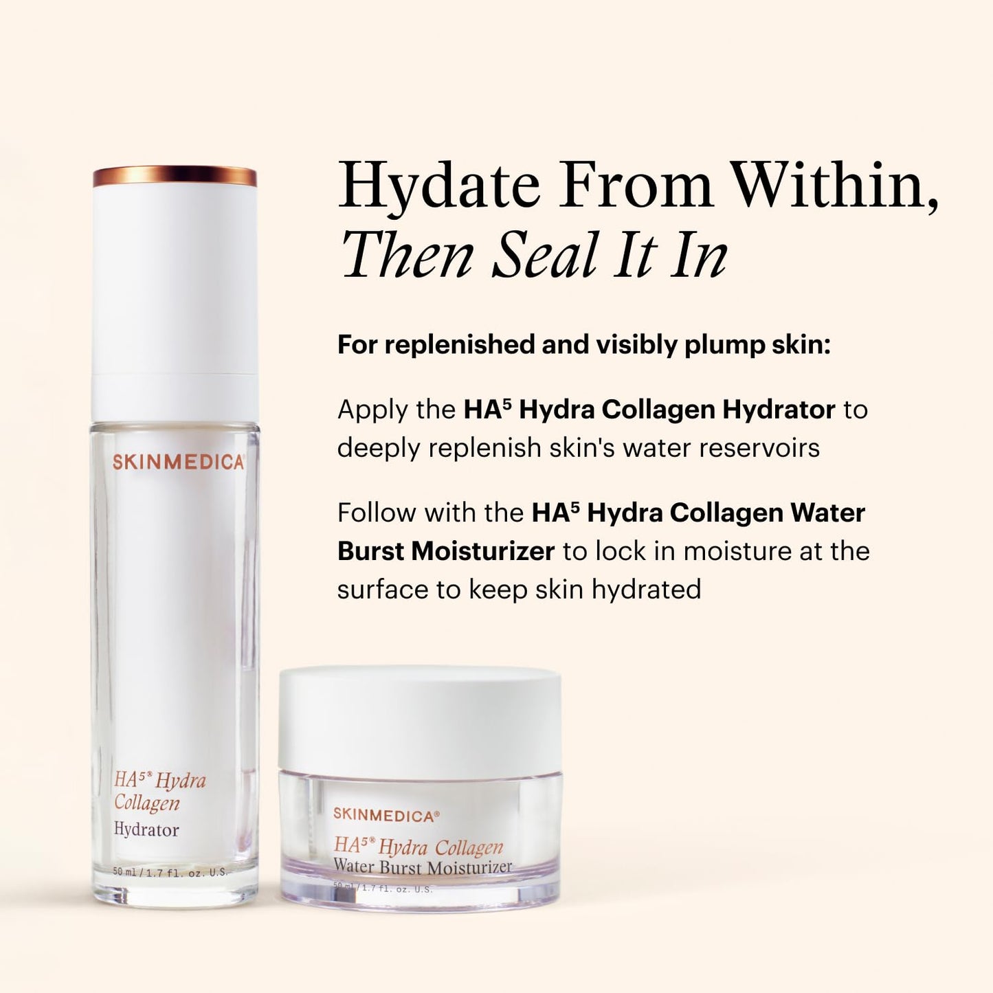 SkinMedica HA⁵ Hydra Collagen Water Burst Face Moisturizer - Vegan Collagen Cream for 24-Hour Hydration (1.7 Fl Oz)