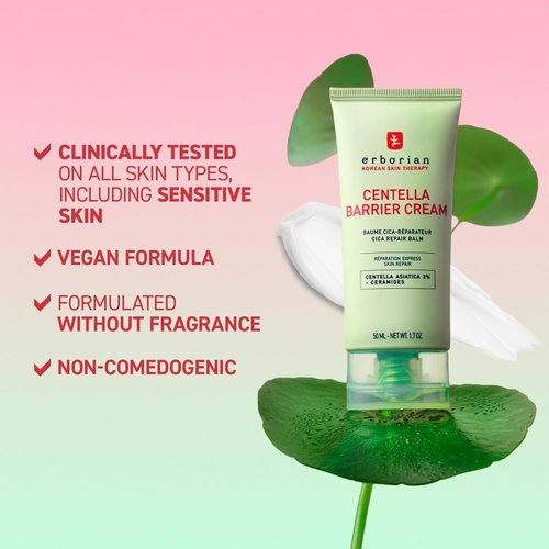 Erborian Centella Barrier Cream - Deep Ceramide Moisturizer for Dry & Sensitive Skin | Calms & Repairs Texture