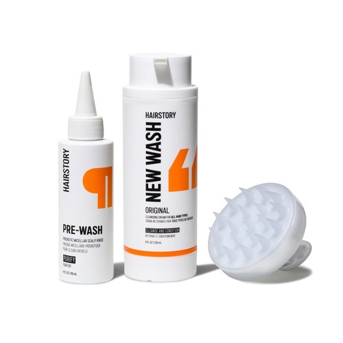 Hairstory New Wash - Cleansing Cream & Scalp Brush Duo for All Hair Types | Purifying Rinse