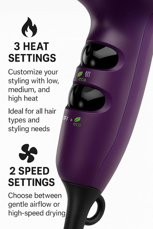 Remington Ionic Compact Hair Dryer - 1875 Watts, Travel Size with 3 Heat & 2 Speed Settings