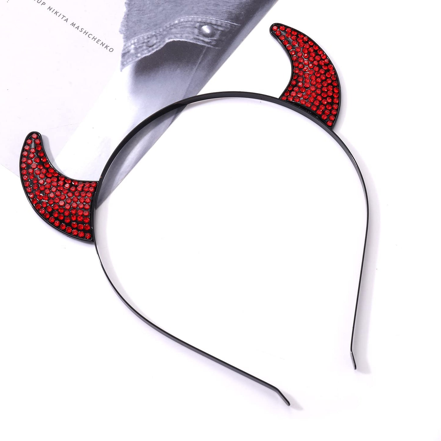 NEVEF Halloween Devil Horns Headband for Women Shining Halloween Headband Costume Party Accessory for Men (Classic Devil Horn)