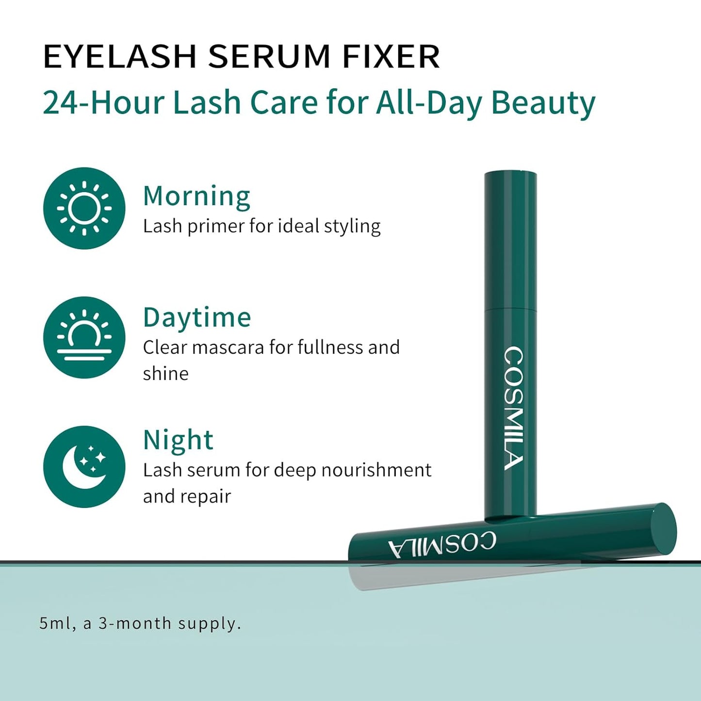 Skiennix Lash Conditioner & Serum - 3-in-1 Primer, Clear Mascara - Strengthens & Styles - Vitamin-Enriched - 5ml