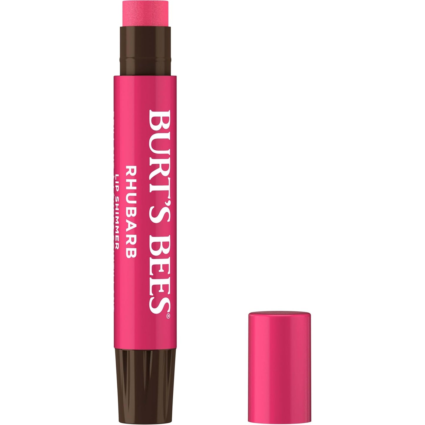 Burt's Bees Shimmer Lip Tint - Moisturizing Tinted Lip Balm Stick for All-Day Hydration | Rhubarb (1-Pack)