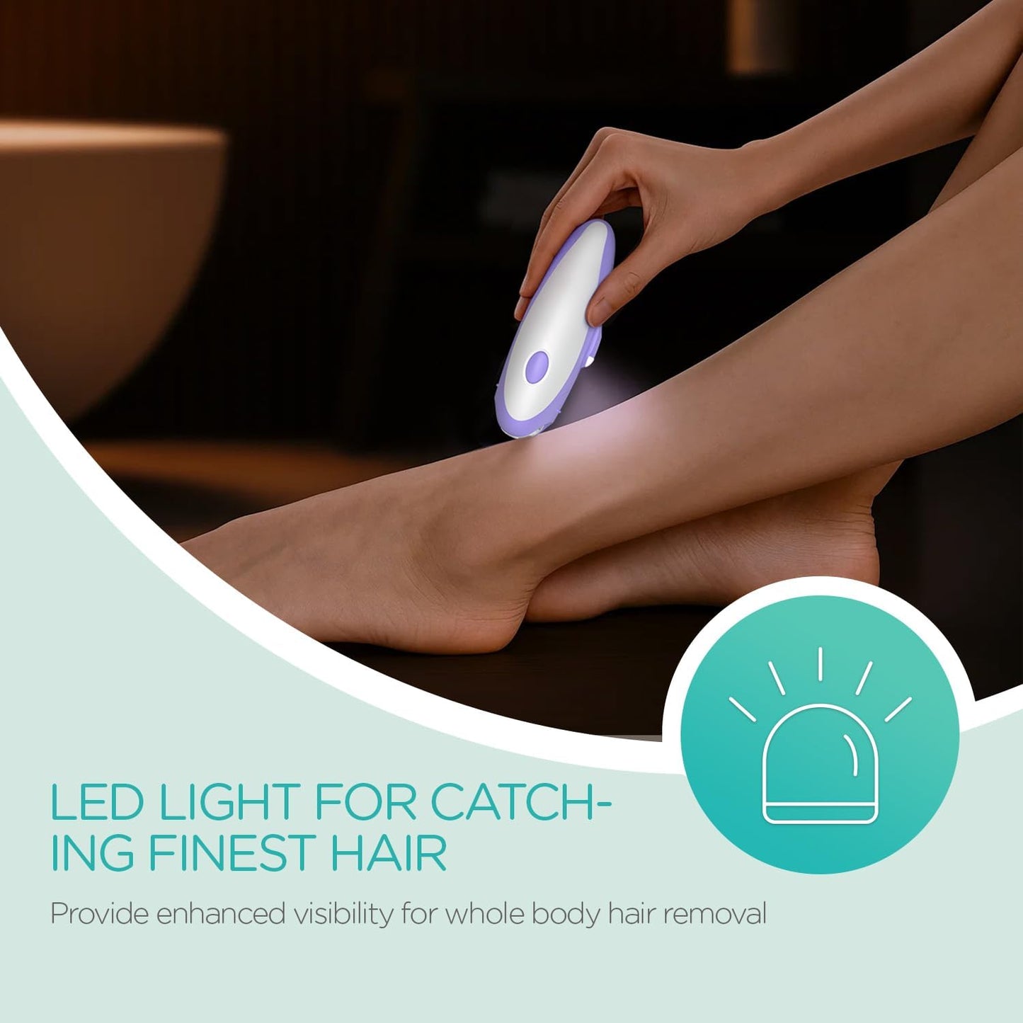 Skiennix Epilator Hair Removal - 21 Tweezers, LED Light, 2 Speeds, Cordless & Rechargeable for Arms & Legs - Purple