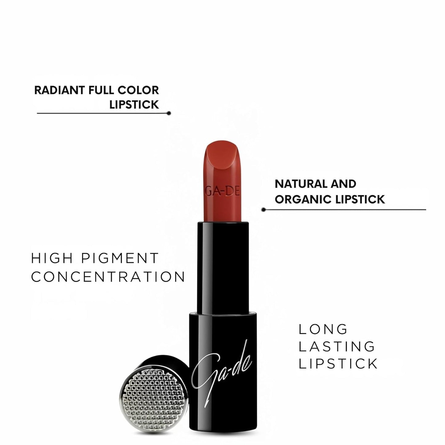 GA-DE Selfie Full Color Lipstick 869 - Long-Lasting High Pigment Formula with Argan Oil - 0.14 oz