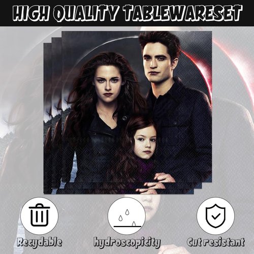 Saga of Twilight Party Decorations - 40pcs Tableware Set with Dessert Plates & Napkins