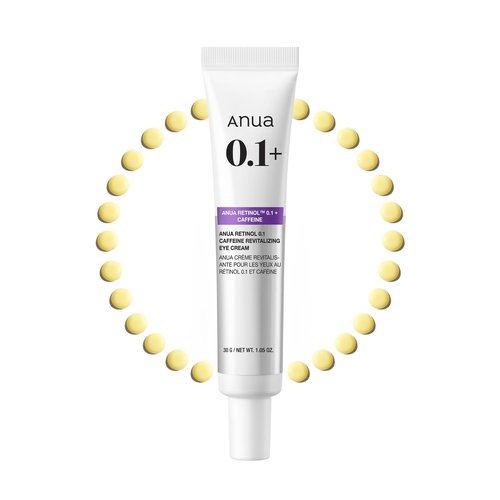 Anua Retinol 0.1 Caffeine Revitalizing Eye Cream, Lightweight Formula for Dark Circles & Puffiness, Hydrating for Sensitive Skin, Korean Skincare,1.05 fl oz