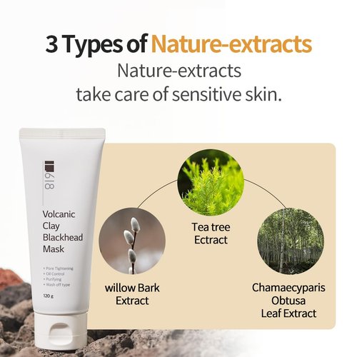 1.618 Volcanic Clay Mud Mask | Korean Style Pore & Sebum Clay Mask | Fast-Drying, Wash off type, 4.23oz