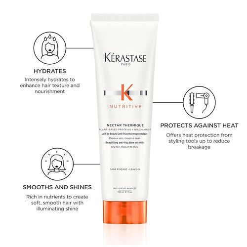 Kerastase Nectar Thermique Heat Protecting Cream - Anti-Frizz & Shine for Medium to Thick Dry Hair