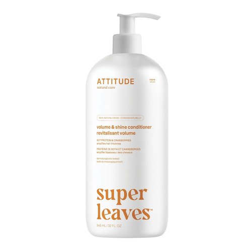 ATTITUDE Volume & Shine Hair Conditioner - Vegan Detangler for Thin Hair with Soy Protein & Cranberries | 32 Fl Oz