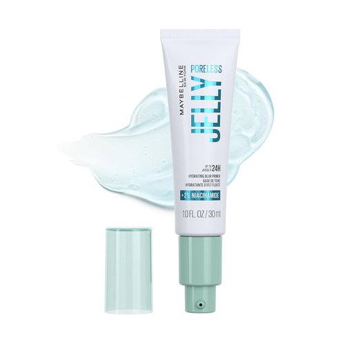 Maybelline Poreless Jelly Primer - Hydrating & Blurring Formula with 2% Niacinamide | Clear, 1 Count