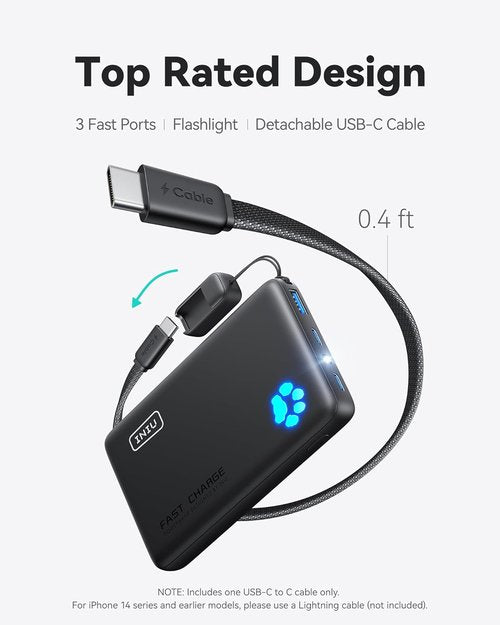INIU Portable Charger - Ultra Slim 45W Fast Charging Power Bank | 10000mAh Battery Pack for Travel