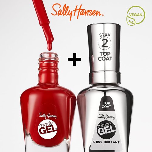 Sally Hansen Miracle Gel Salon Quality Nail Polish | Gel-Like Formula, Two-Step System, No UV Light Needed, Long Lasting | Opaque, Glossy | 439 Red Eye | Scarlet Red Nail Color