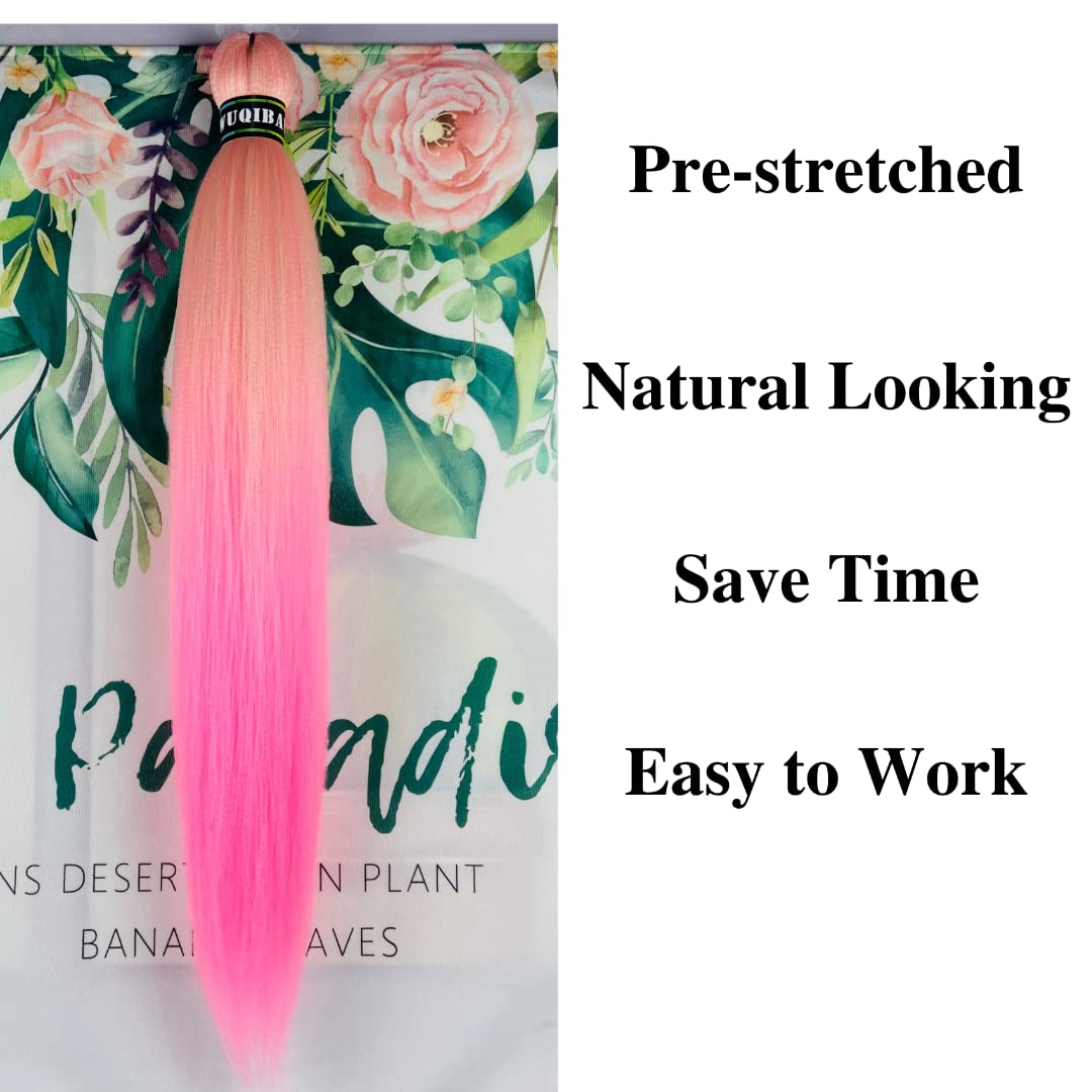 Pink Braiding Hair Pre stretched Ombre PreStretched Box Braiding Hair Extensions Feed in Braids 26 inch