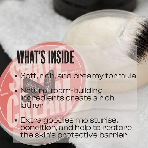 Men Rock Shave Cream - Moisturizing Black Pomegranate Shaving Foam for Men - 3.5 oz