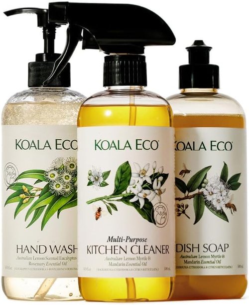 Koala Eco Gift Set - Natural Kitchen Cleaner, Dish Soap & Hand Wash | Australian Lemon Eucalyptus, 16 oz (3 Pack)