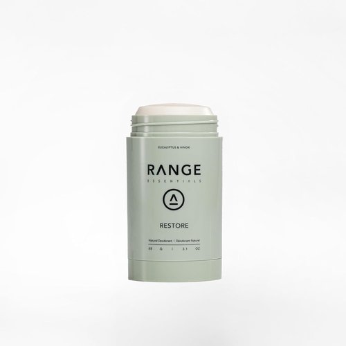 Range Essentials Restore Natural Deodorant - Eucalyptus Hinoki, Aluminum-Free, Extra Strength, Mini Travel Size (3.1oz)