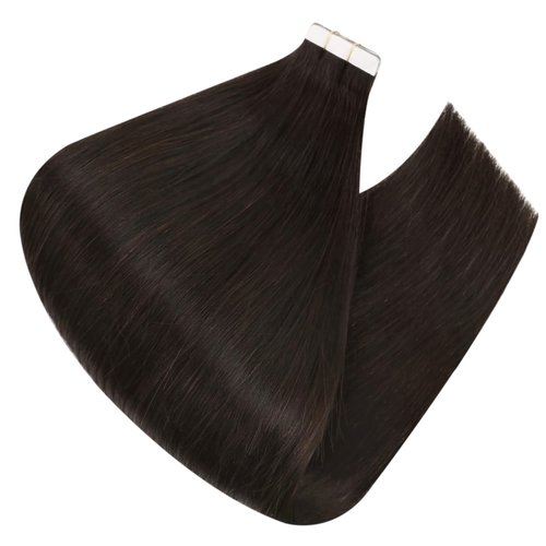 Ugeat Human Hair Tape in Extensions Brown Hair Extensions Real Human Hair Dark Brown Tape in Straight Remy Hair Extensions Invisible Double Sided Tape in Hair Extensions for Women 18Inch 20pcs 50G
