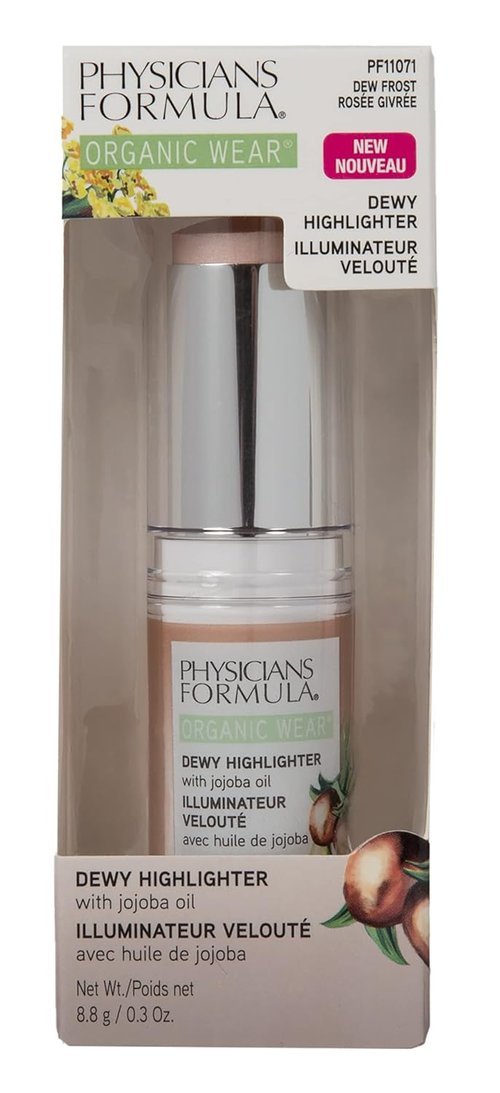 Physicians Formula Organic Wear Dewy Highlighter Stick - All-Natural Cream to Powder Makeup, Dew Frost