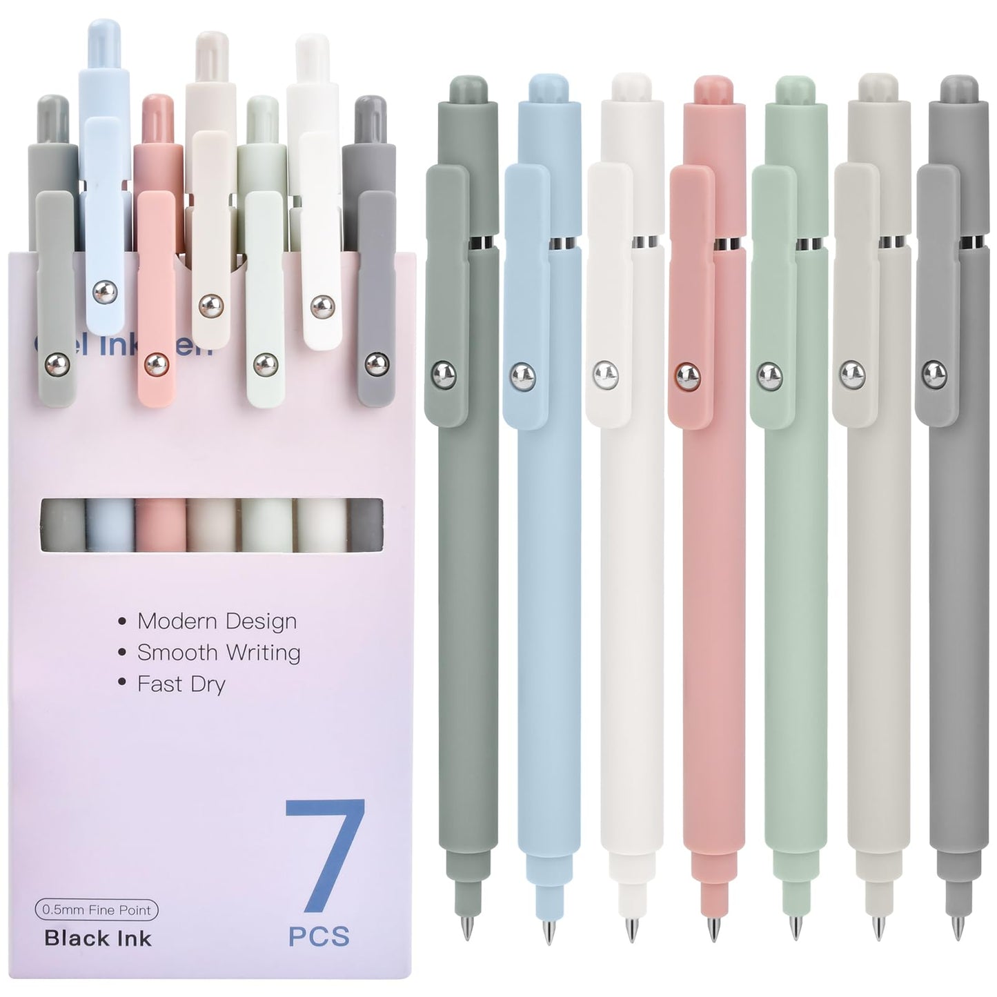 Teacher Appreciation Nurse Week Gifts: 7 Pcs Gel Pens 0.5mm Black Ink Fine Point Smooth Writing Pens Cute Office Essentials School Supplies Graduation Gifts Stocking Stuffers for Women Teen Girls