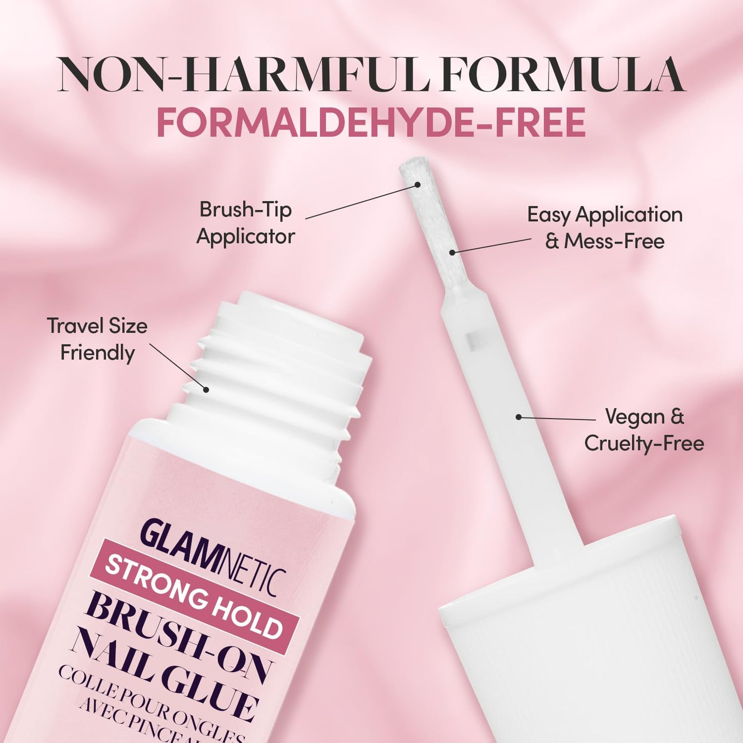 Glamnetic Super Strong Nail Glue - Brush Tip Applicator for Mess-Free, Travel-Friendly Use | 0.24 fl. oz.