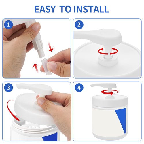 Pump Lid for CeraVe Moisturizing Cream 19oz (2Pcs) Universal Pump for 3.3inch Diameter Mouth, Cream Pump Dispenser Fits for CeraVe 16oz Jars When Cut Tube Short