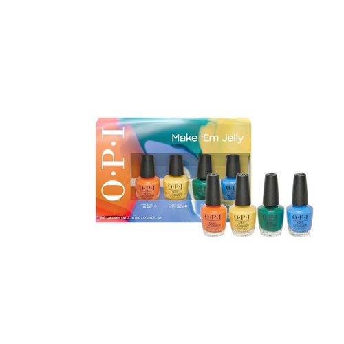 OPI Nail Lacquer Mini Pack - 4 Crème Summer Shades, Chip Resistant Nail Polish Gift Set | Make 'Em Jelly! Collection