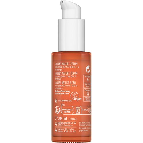 Lavera Glow By Nature Serum - Radiant Face Serum with Q10 & Vitamin C - Anti-Wrinkle Moisturizer - 1 Fl Oz