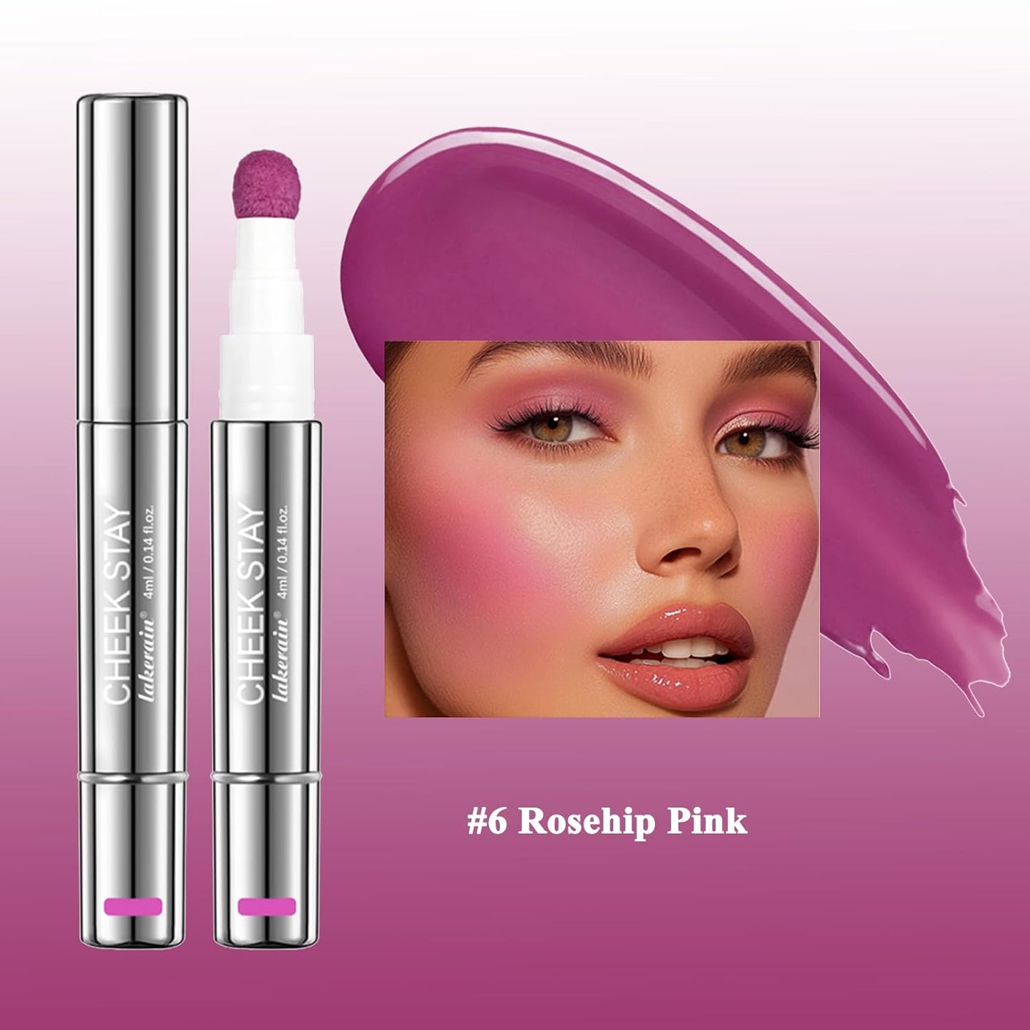 Skiennix Liquid Blush - High Pigment Buildable Cream for Radiant Cheeks | Natural Dewy Finish (#6 Rosehip Pink, 1 PC)