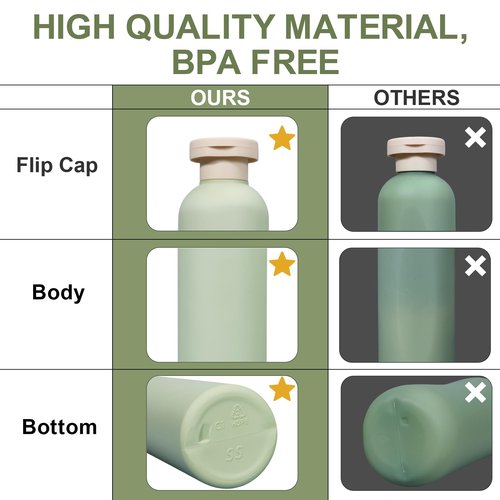 ASEVAT 10 oz Travel Refillable Shampoo and Conditioner Bottles, Travel Bottles for Toiletries, Plastic Squeeze Bottles with Flip Cap for Lotion, Liquids (3Pcs)