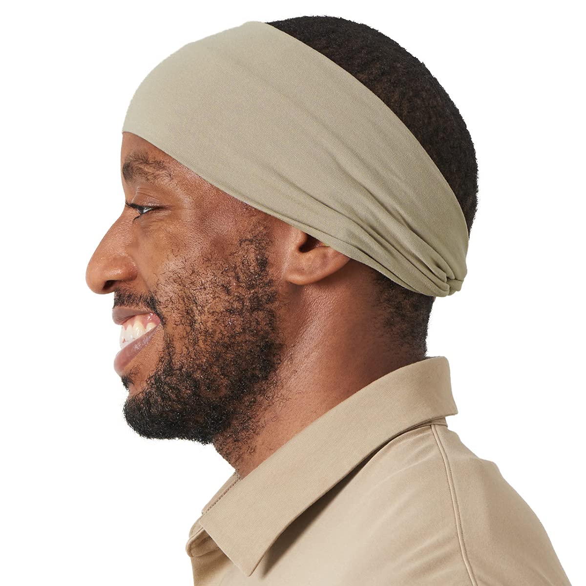 Multiuse Headband Hair Wrap for Women & Men, Casual Headwear & Wide Gym Wrap Headband Beige