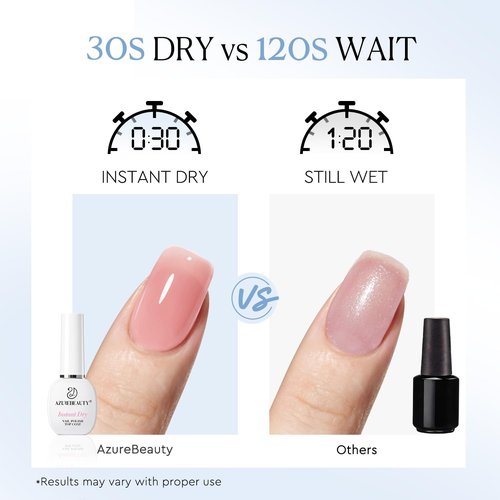 AZUREBEAUTY Instant Dry Top Coat - Quick-Drying Clear Nail Polish with High Gloss Shine & Chip Resistance