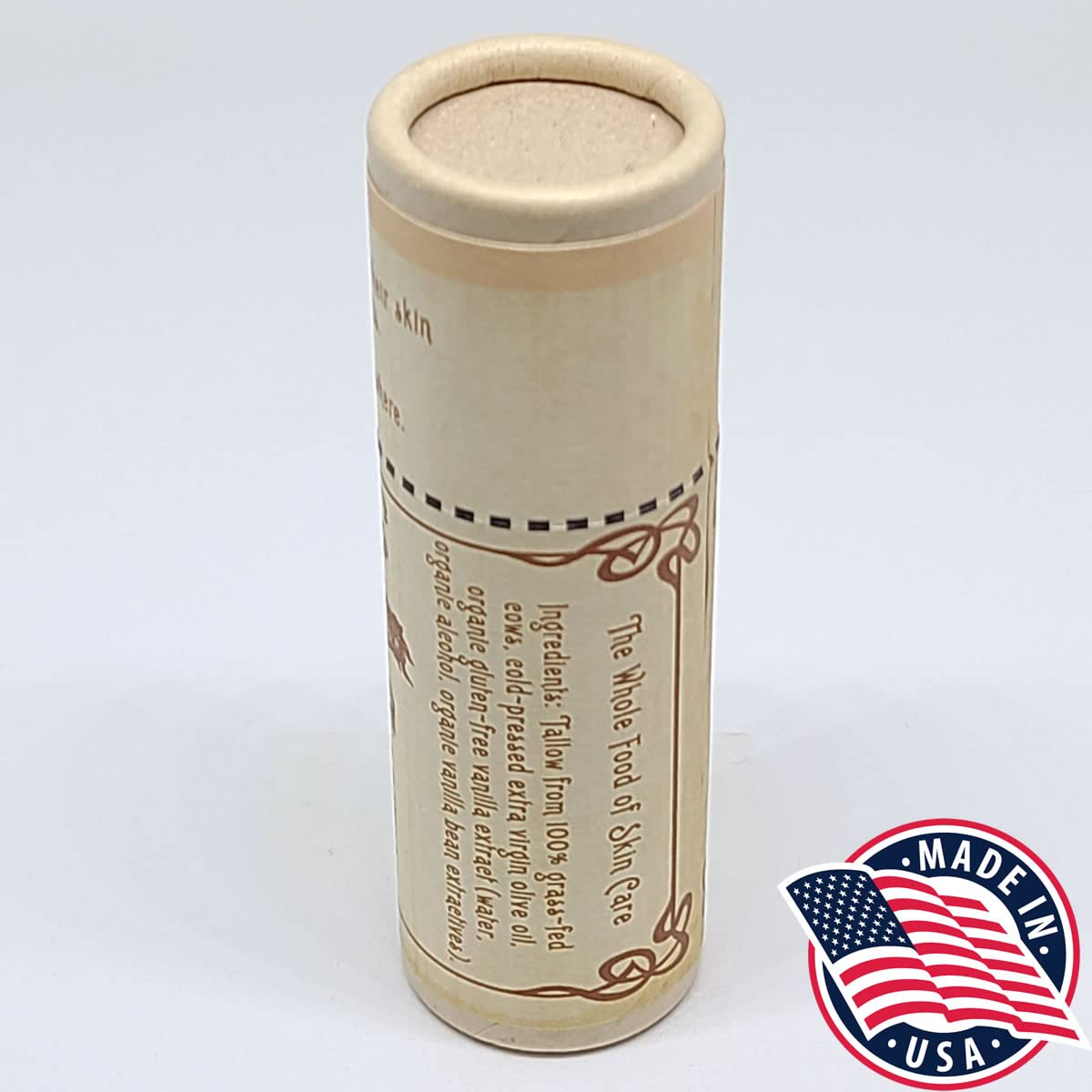 Vintage Tradition Moisturizing Beef Tallow Lip Balm – Tube Lip Moisturizer with Vanilla Extract Hydrates & Soothes Dry Lips – Grass-Fed Tallow Balm for Skin Care, 0.5 Fl. Oz.