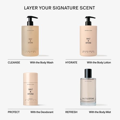 Salt & Stone Body Wash with Antioxidants for Deep Moisture | For Women & Men, Sulfate, Paraben, & Dye Free, Leaving Skin Soft and Hydrated | Saffron & Cedar 15.2 fl oz