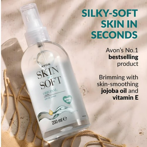 AVON Skin So Soft Jojoba Dry Oil Spray 8.45 Fl Oz - Moisturizing Body Oil with Vitamin E | After Shower Hydration, 250ML