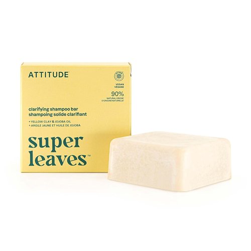 ATTITUDE Clarifying Shampoo Bar - Natural Jojoba Oil & Yellow Clay for Oily Hair | Vegan, EWG Verified, 4 Oz