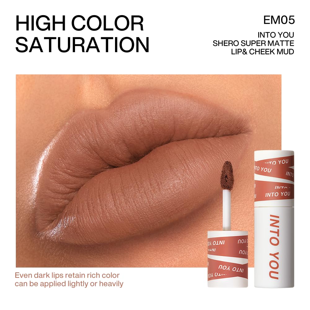 Skiennix Matte Nude Lipstick - Waterproof Liquid Formula for Long-Lasting Wear | Dual-Use for Lips & Cheeks