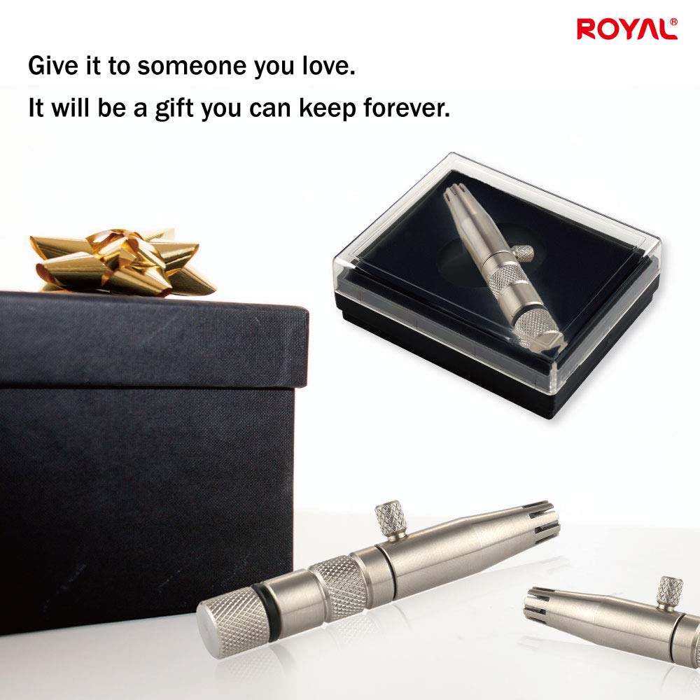 ROYAL [Made in Korea] Premium Nose Hair Trimmer for Men Silver Bullet, Manual, Battery-Free, Stainless, Waterproof, Painless with Patented Mechanism ET-3