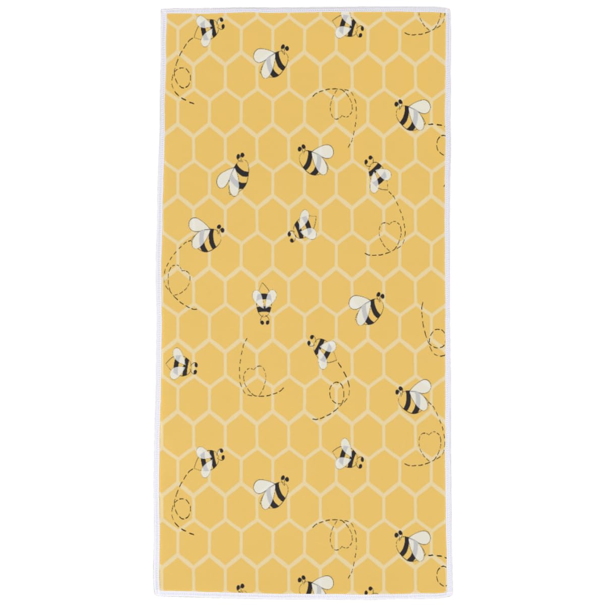 Vhcawsu Yellow Bees Honeycomb Hand Towel Bath Towels Soft Bathroom Hair Drying Towels Highly Absorbent Fingertip Towel for Spa Gym Sport 16"x30"