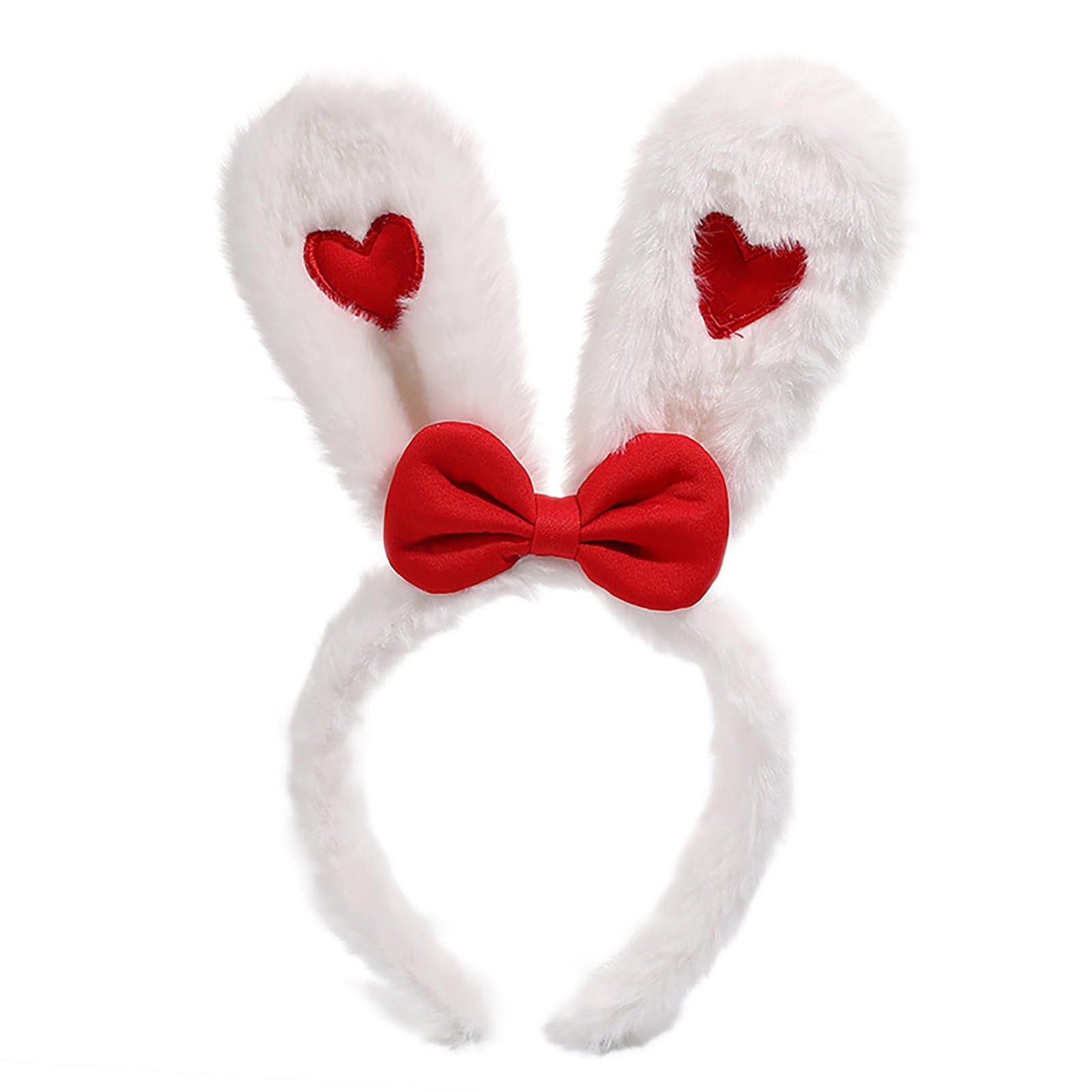 FunSpt Easter Bunny Rabbit Ears Plush Headband Halloween Costume for Aldult Heart 3