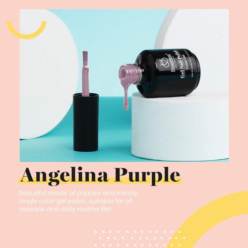Beetles Grey Purple Gel Polish - 15ml Nude Angelina Grey Purple Gel Polish, Spring Soak Off UV LED Lamp Nail Art Salon DIY Design at Home Manicure Gifts for Women