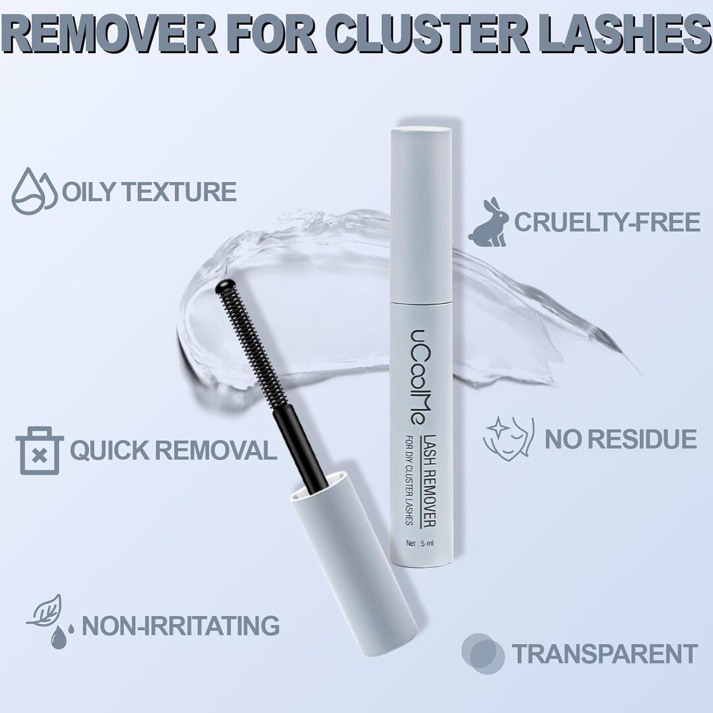Lash Glue Remover 5ML uCoolMe for Lash Clusters Lash Bond Remover - Gentle Formula Eyelash Glue Remover for Sensitive Eyes