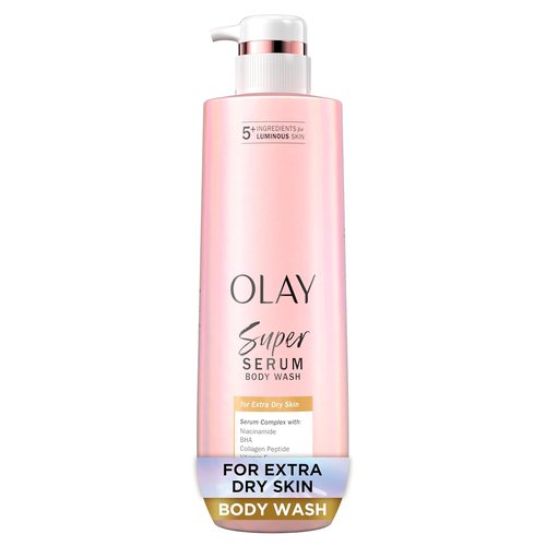 Olay Super Serum Body Wash - 24HR Hydration for Extra Dry Skin | Brightening Vitamin E & Shea Butter, 18.5 Fl Oz