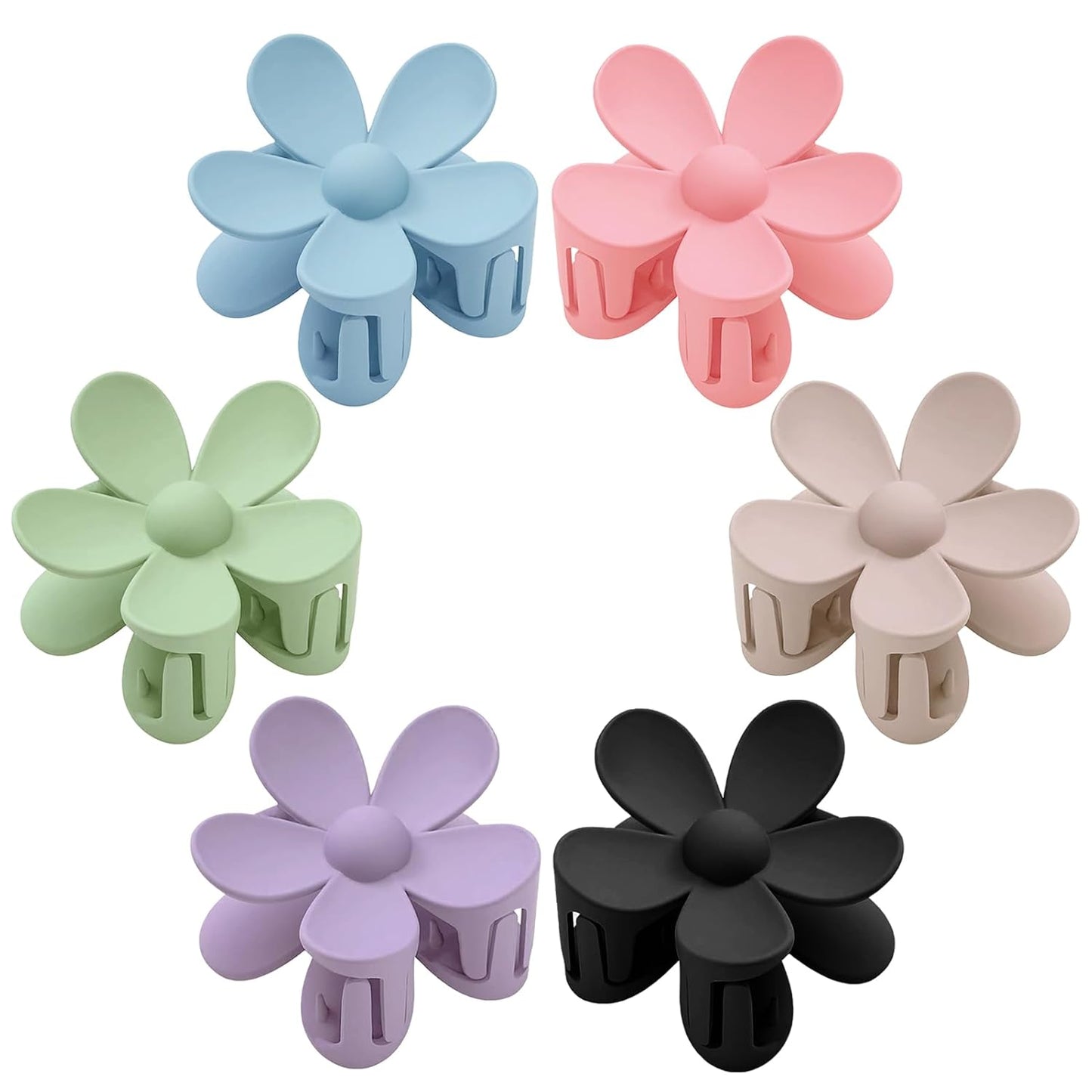 Flower Hair Clips 6 PCS Flower Claw Clips Daisy Clips for Women Matte Large Claw Clips Strong Hold Jaw Clamps Hair Accessories for Thick Hair 6 Colors