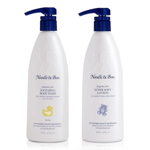 Noodle & Boo Fragrance-Free Baby Bath & Lotion Set – Soothing Body Wash + Super Soft Baby Lotion, 16 Fl Oz Each